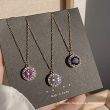 Shangjie OEM kalung High quality Fashion Women Stainless Steel Necklace Korean Gold Plated Jewelry Zircon Pendant Necklace